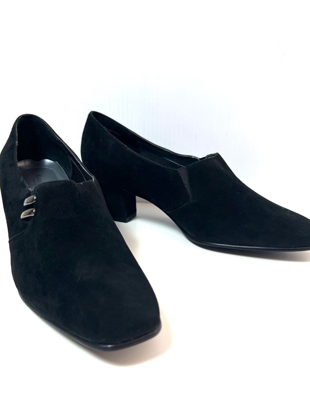 Karen Scott Riley Black Suede Leather Square Toe Block Heel Pumps Size 10M